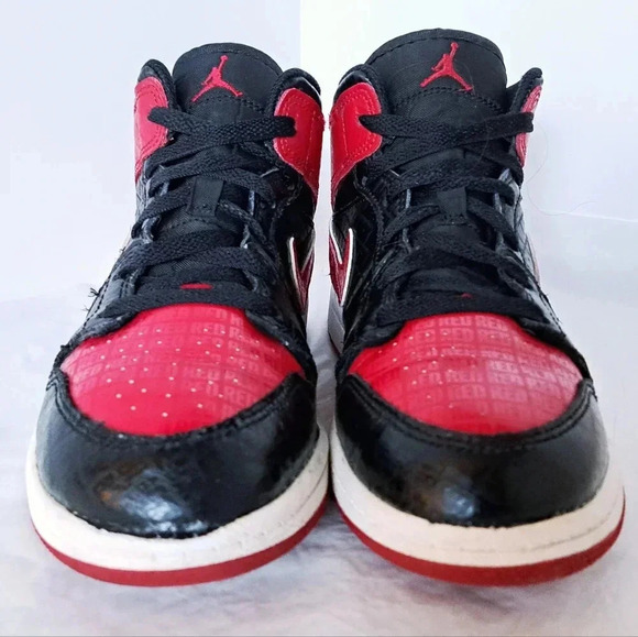 Jordan 1 Mid PS Black Red Bred Size 2.5Y (22cm) - Picture 3 of 8